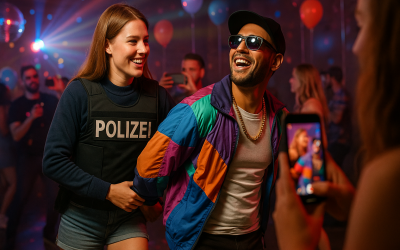 Tragen echter Polizeikleidung hat nichts auf Mottoparty zu suchen