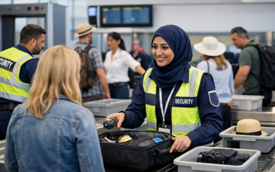 Sicherheitskontrolle am Flughafen klappt auch mit Kopftuch